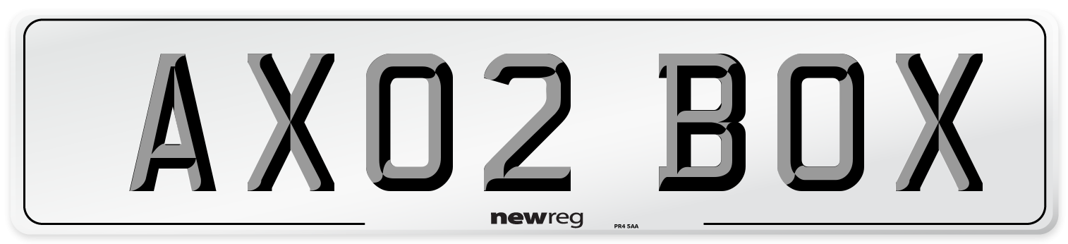 AX02 BOX Number Plate from New Reg